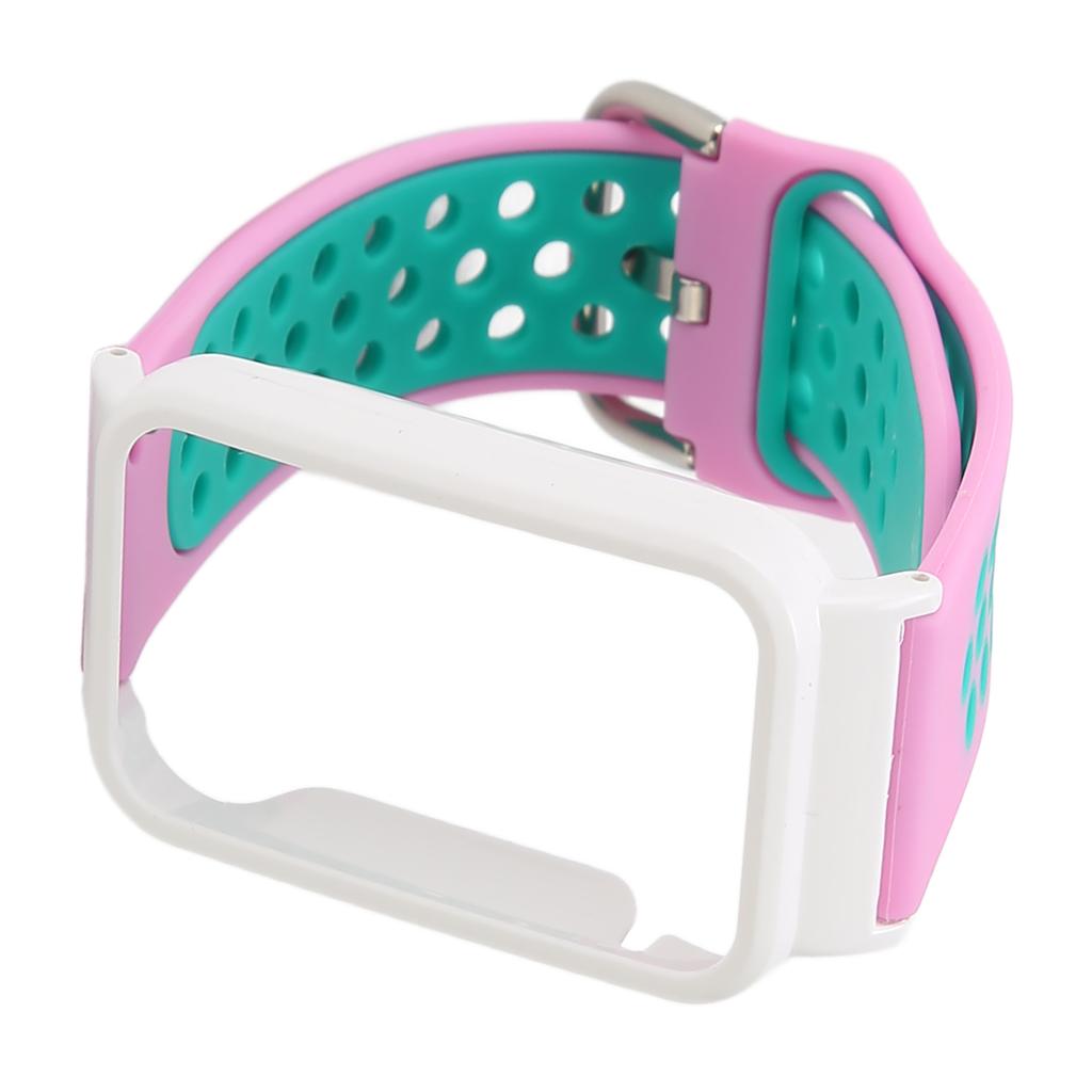 Breathable Silicone Watch Strap Band with Protective Bumper Case Accessory Fit for Mi Band 7 Pro Black Red and Black