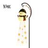 Decorative Resin Snowman Ground Stakes Solar Garden Stake Light, Flowing Waterfall LED Fairy Light with Festive Winter Courtyard Decor Star Snowflake,