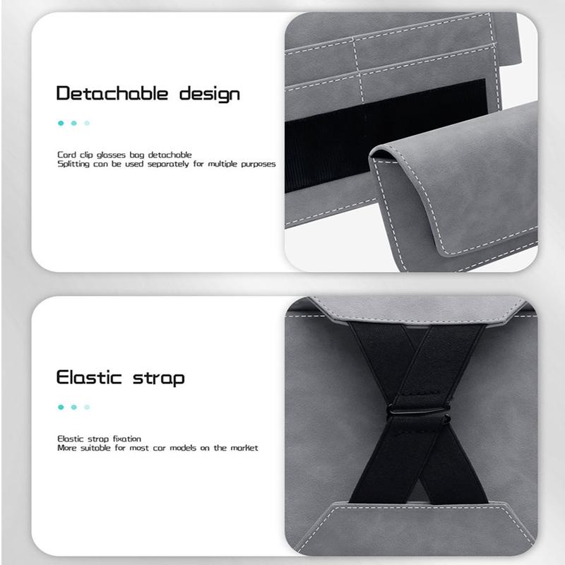 SEAMETAL Car Sun Visor Storage Bag with Glasses Case Luxury Suede Storage Pocket Organizer Card Holder