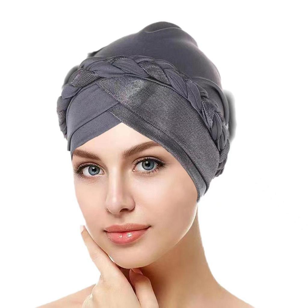 Multicolor Lurex Stitch Milk Silk Braid Headscarf Hat