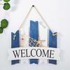 Coastal Welcome Door Sign Nautical Beach Theme Wooden Hanging Plaque with Rope Rustic Door Hanger for Front Door Patio Wall Decor
