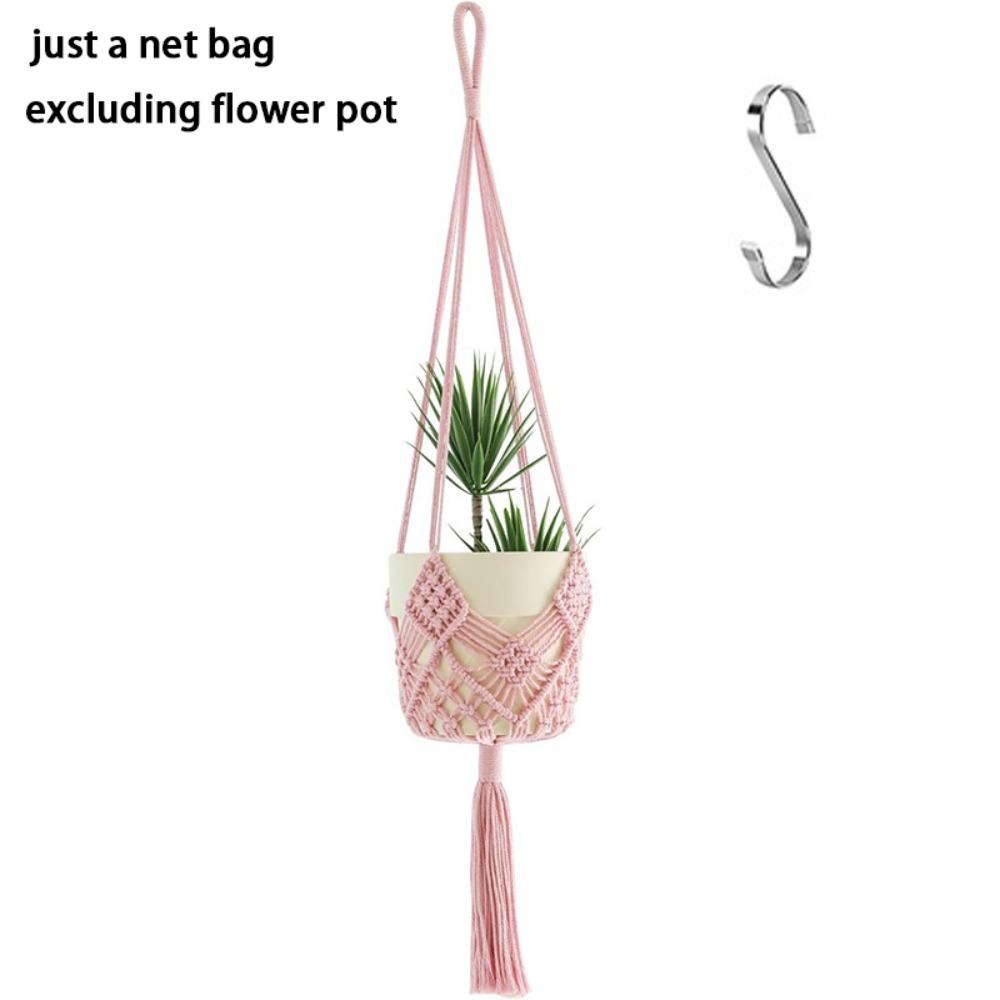 New Boho Plant Hanger Cotton Rope Woven with Net Pouch Hanging Basket Macrame Flower Pot for Indoor Outdoor Hanging Succulents