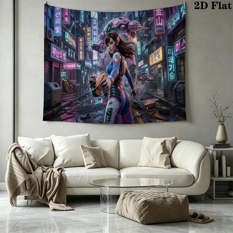 Overwatch Heroes Wall Tapestry Aesthetic Wall Hanging Printed Fabric Blanket Decorative Tapestries for Bedroom Living Room Home Decor