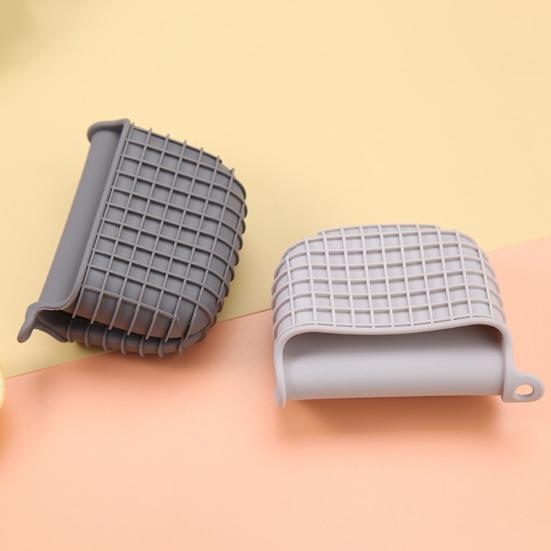 2Pcs Silicone Oven Mitts Heat Resistant Thick Grid Pattern Non-Slip Oven Gloves for Microwave Baking Kitchen Accessory