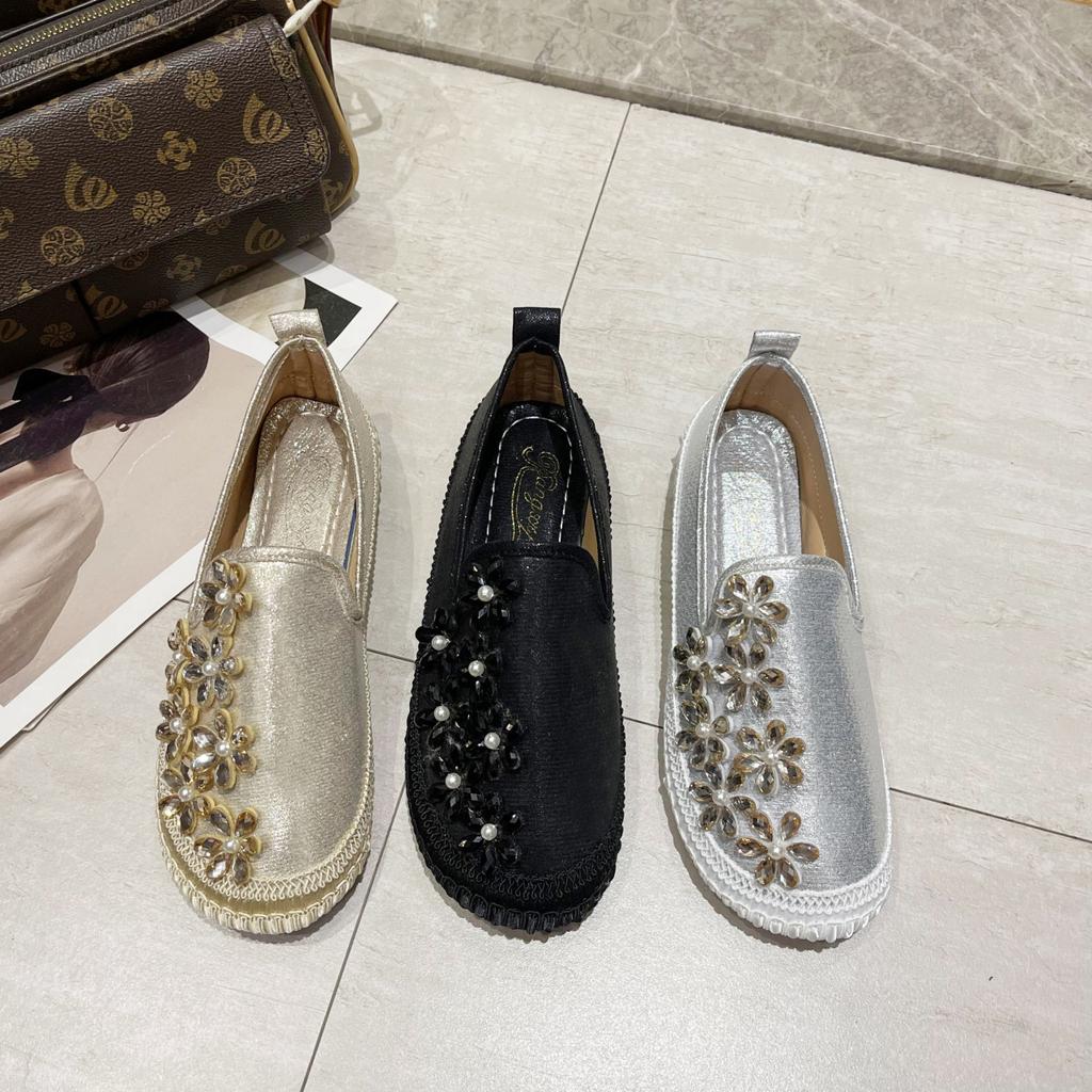 Tsutsu casual shoes Europe station 2026 summer new women's diamond mesh flat-soled Korean version of a ladle shoe