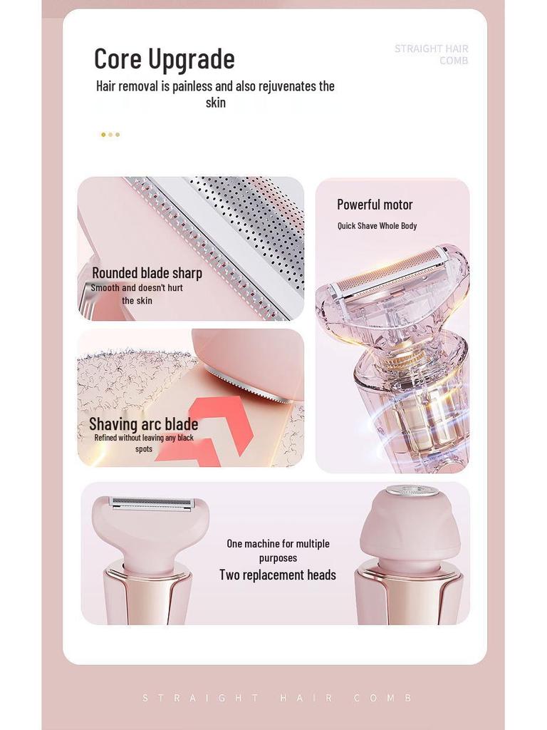 Women's Pink Electric Shaver for Private Parts & Underarms, Wet/Dry Epilator, Rechargeable