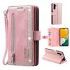 For Samsung Galaxy S25+ Case PU Leather Phone Cover with Zipper Wallet 9 Card Slots