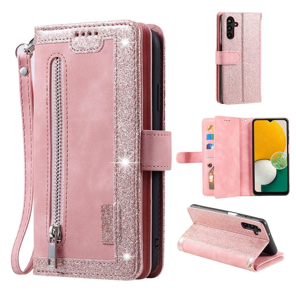 For Samsung Galaxy S25+ Case PU Leather Phone Cover with Zipper Wallet 9 Card Slots