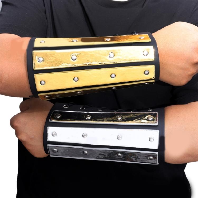 Guanti d'Arme da Cavaliere goffrati Protezione Braccio Vintage Costume Cosplay Bracciali per Braccia in PU Fascia da Braccio per Spettacoli Teatrali