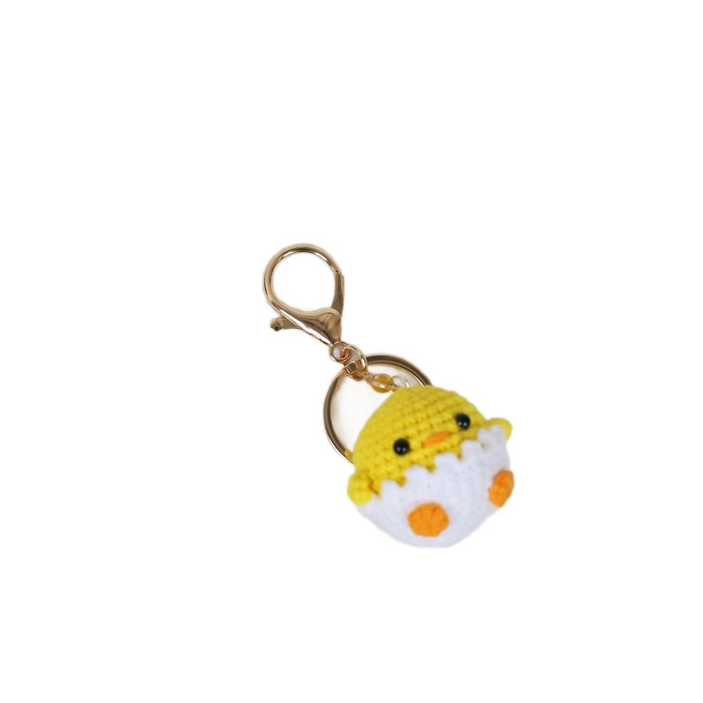 Small Doll Knitted Pendant Handmade Duck Keychain Jewelry Gift Crochet Chick Keyrings  Bag Charm