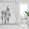 1pc dandelion pattern black and white shower curtain, polyester fabric, machine washable, suitable for bathroom decoration