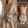 Original Erotic Lingerie, Sexy Deep V Lace Seductive Split Pajamas, Hot and Beautiful Back Uniform Set 8886