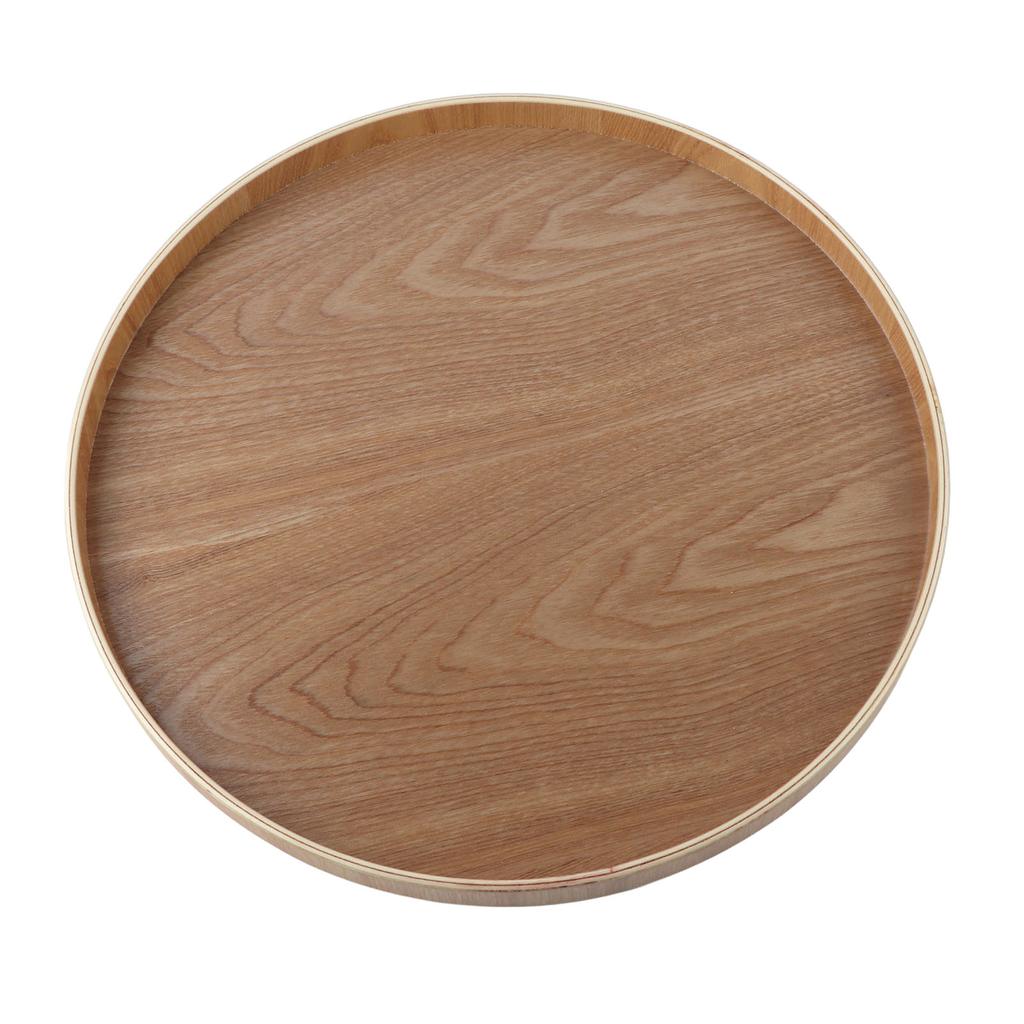 Round Shape Solid Wood Tea Coffee Snack Food Meals Serving Tray Plate Restaurant Trays Wooden