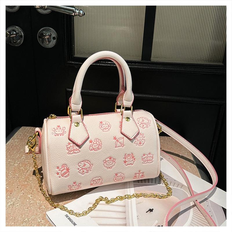 Shoulder bag women's retro pu chain printed pillow bag simple and versatile handbag fashionable and light bag