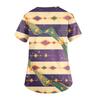 Ladies' Carnival Printed Fashion V-neck Pocket Short Sleeved Nurse's Wear And Worker's Top