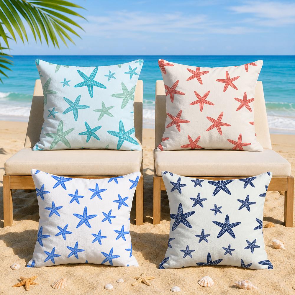 Cute Starfish Cushion Cover Short Plush Soft DoubleSided Printing Pillow Case Cozy Sofa Bedroom Home Decor Gift