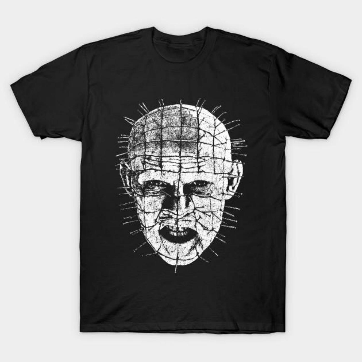 

Men Black Print T-shirt Hellraiser No-Cut Transfer Paper Print Cotton Tshirt XXXXXL чорний