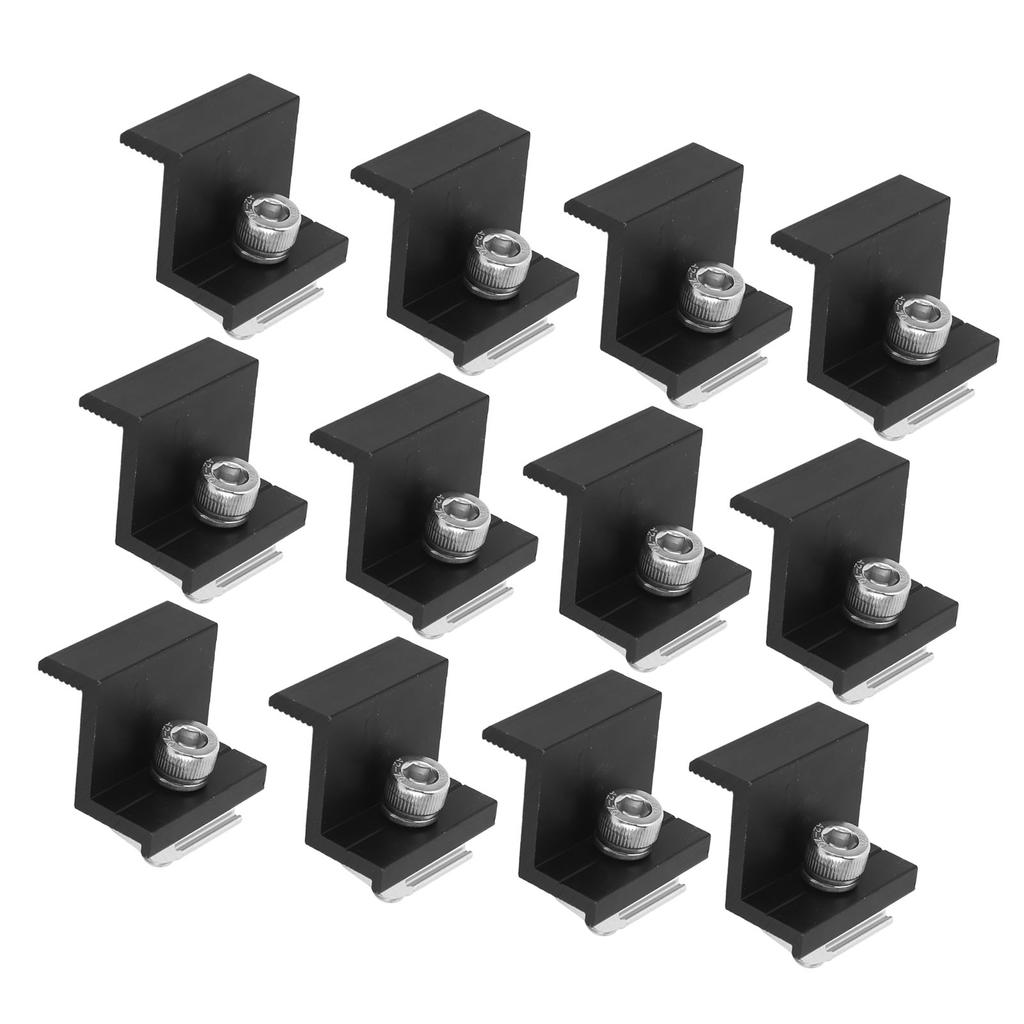 12Pcs PV Solar Panel End Clamp Aluminum Alloy Photovoltaic Solar Mounting Z Bracket Clamp for Farm