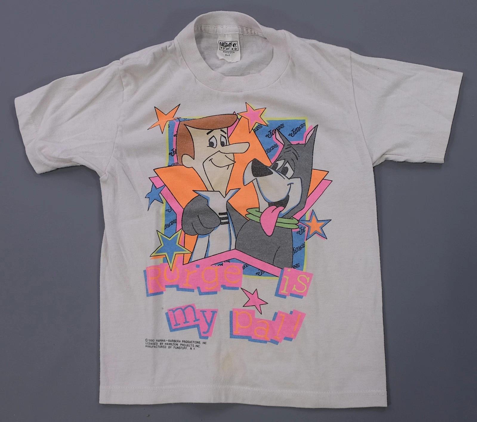 Rare Vintage FUNSTUFF Jetsons Astro Rorge George Is My Pal T Shirt 90s White 6-7 L
