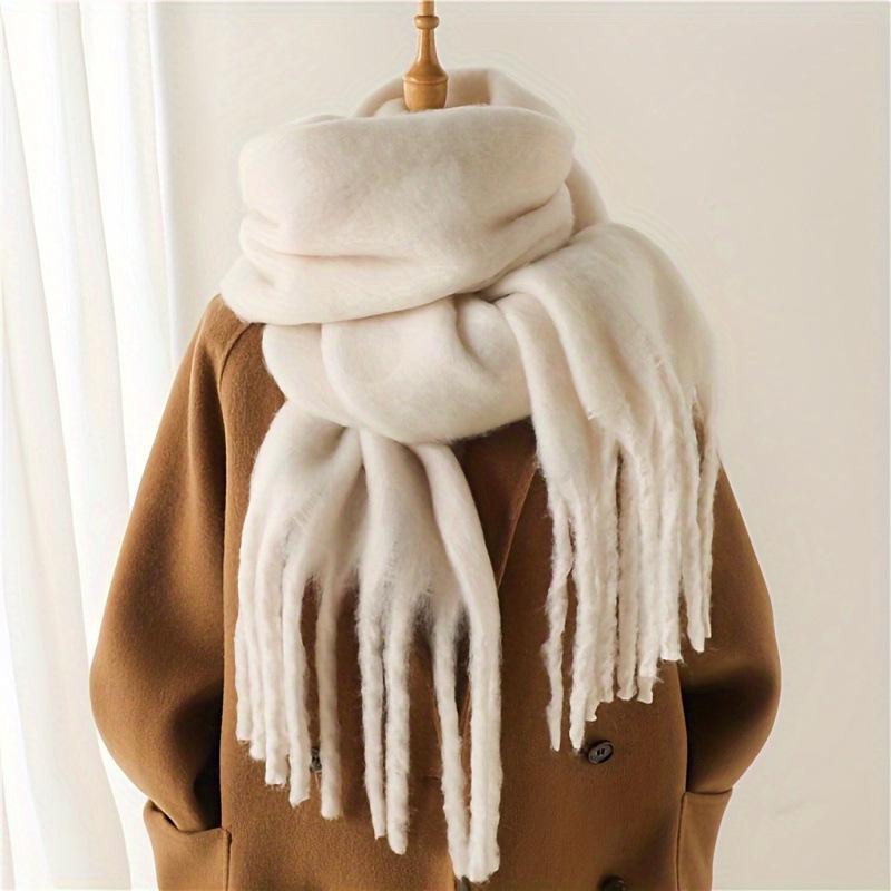 Korean Style Thickened Solid Color Scarf for Women, Autumn/Winter 2025 - Versatile, Warm Shawl for Students