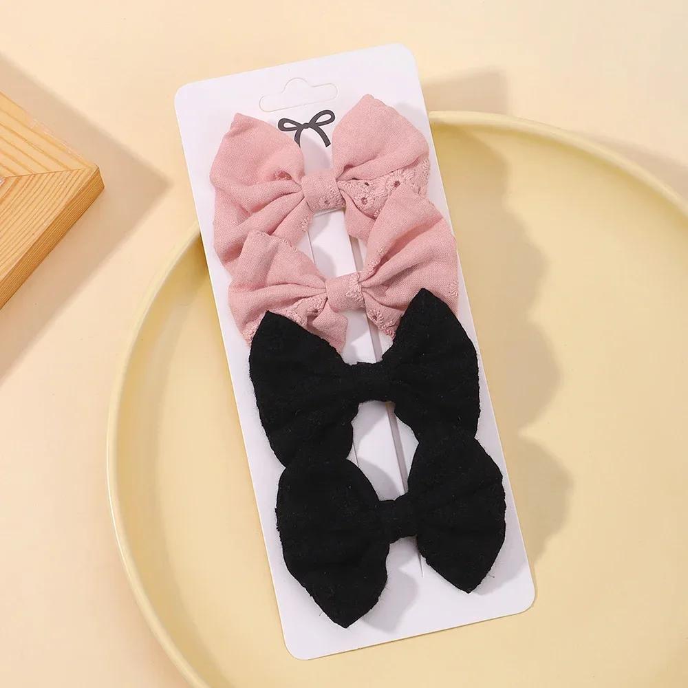 4Pcs Sweet Lace Printed Bowknot Hair Clips for Hair Girls Handmade Hairpin Boutique Barrettes Headwear Baby Hair Accessories