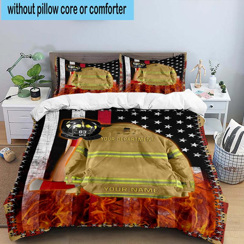 Firefighter's American Pride 3pcs Bedding,Including 1pc Duvet Cover And 2pcs Pillowcases Perfect for Christmas,Ideal for Bedroom, Dormitory
