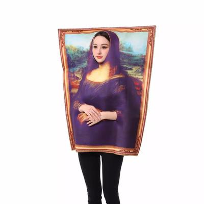 Halloween Costumes Funny Spoof Mona Lisa Cartoon Mural Costumes Campus Events Party Costumes