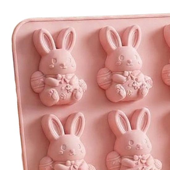 Easter Bunny Mold Set 3D Silicone Ice Tray Food-Grade Safe BPA-Free Non-Stick Easter Bunny Shape Mold for Baking Chocolate Cake Jelly Fudge Snacks
