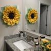 Sunflower Wreath Front Door Decor Cloth Fabric Wall Hanging Decoration Sunflower Thanksgiving Day 2024 Household Craft Ornaments