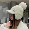 Lamb wool thermal cap women's winter thickened baseball cap cold cycling plush ear protectors