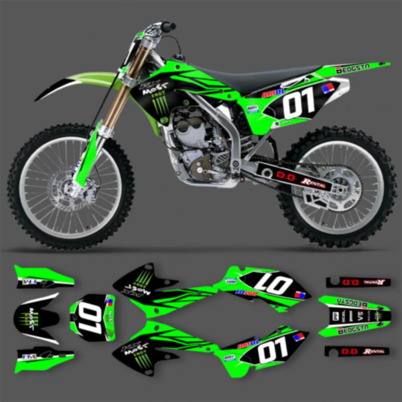 PowerZone Custom Team Graphics Decals Stickers Kit For kawasaki KXF250 2004 2005 KX250F Protector Sticker Custom