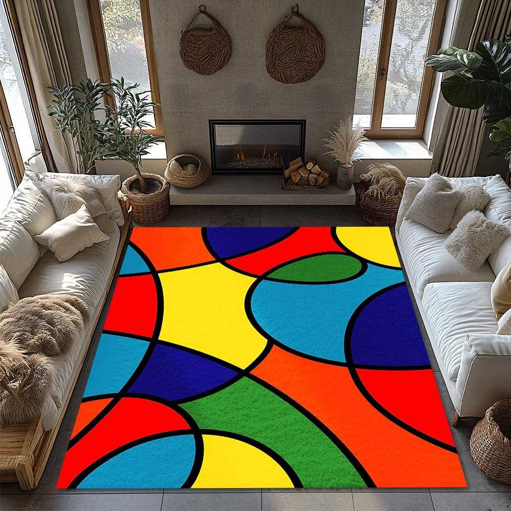 Geometric Area Rug Modern Abstract Carpet Living Room Floor Mat Home Decor Non Slip Indoor Outdoor Doormat Stylish Floor Coverin