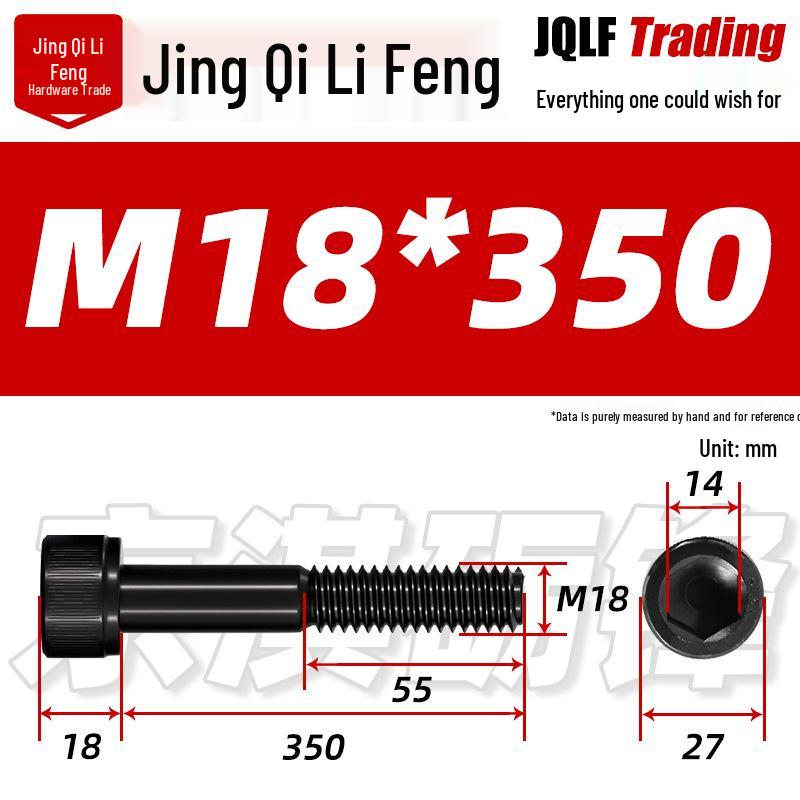 Hex Socket Head Cap Screw, Half Thread, M12-M18, High-Strength, Blackened Cylindrical Head, Knurled Bolt