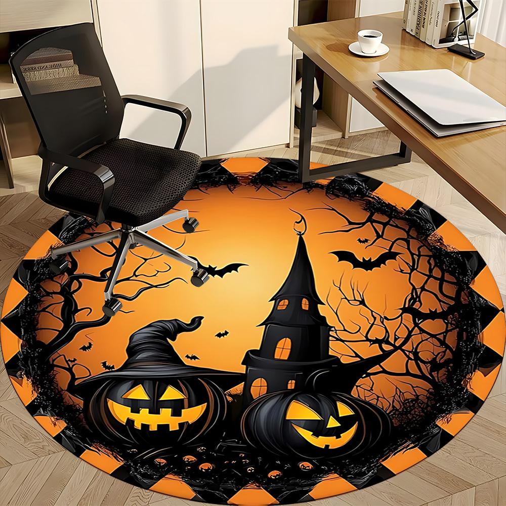 1 Stück Halloween-Kürbisse Stuhlteppich für Büro Rutschfest, Leicht, Maschinenwaschbarer Teppich für Büro, Schlafen, Zimmer - Feiertagsdekoryy251009117