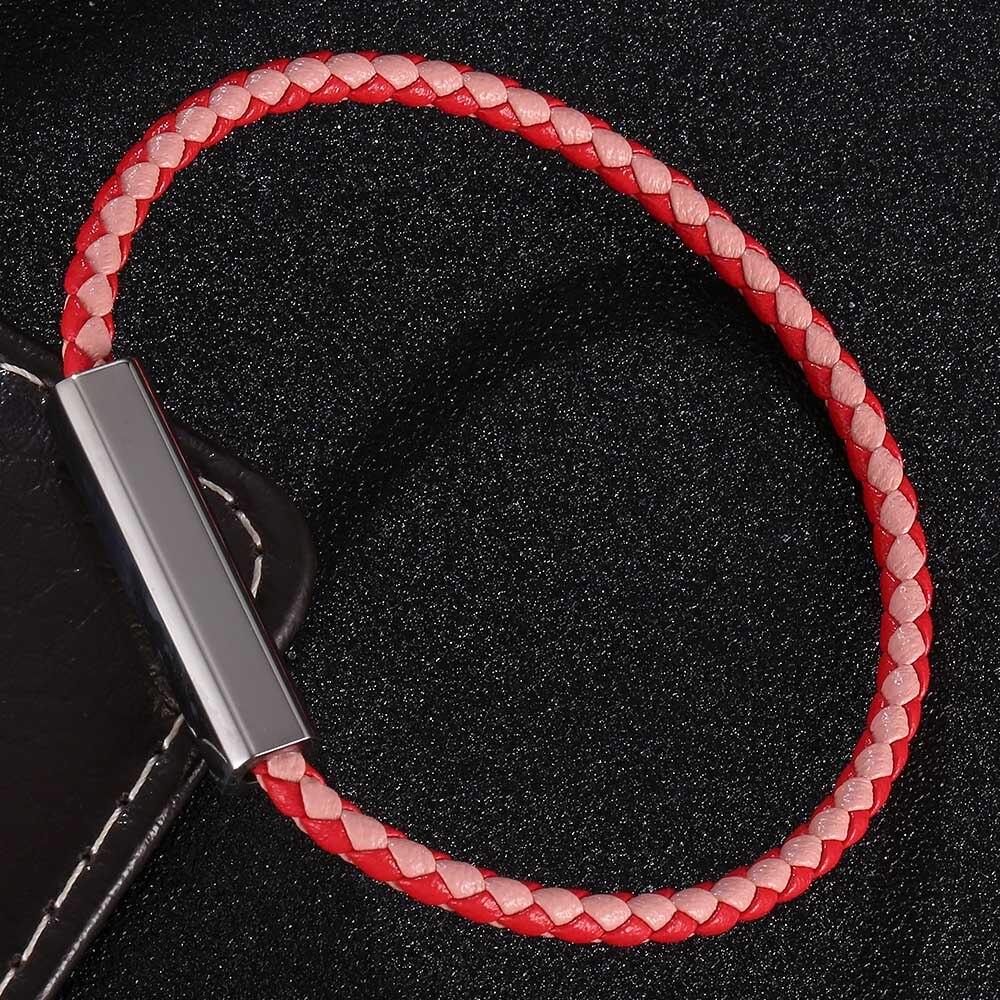 Fashion Leather Bracelet Women Stainless Steel Clasp Handmade Women Bracelets Bangles Braided Leather Bracelet