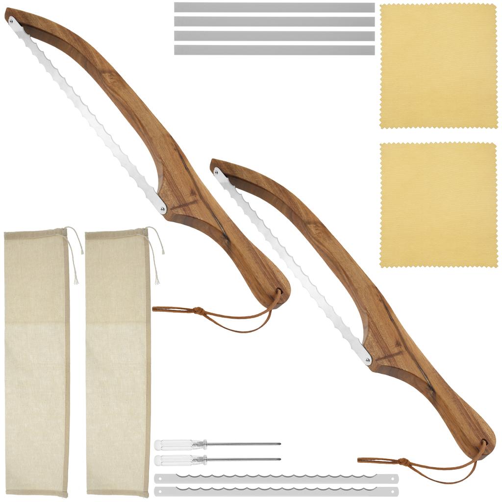 Bread Bow Cutter Stainless Steel Sourdough Bread Slicer with Wood Handle Serrated Bagel Cutter Practical Bread Cutter Slicer