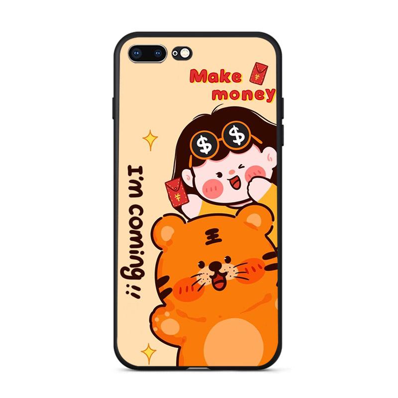 Süßes Mädchen versucht Geld zu verdienen reich werden Handyhülle für iPhone 11 Pro Max Xs X Xr 13 12 Mini 7 8 6s Plus SE Hart Handyhülle