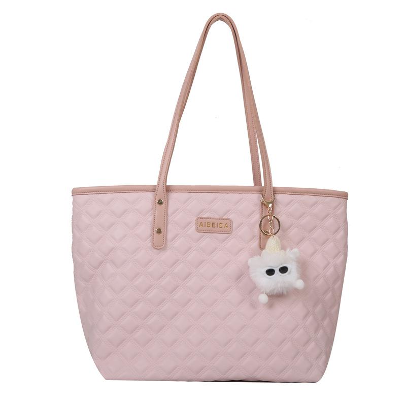 

Rhombus large-capacity bag women s new casual versatile shoulder bag student class tote bag розовый