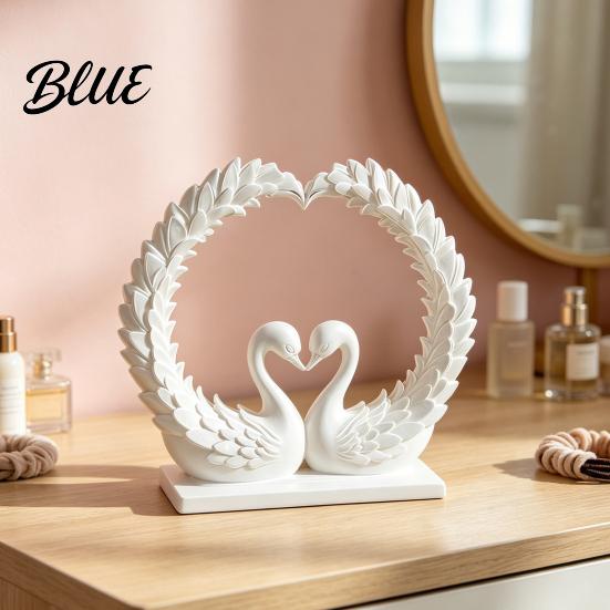 Romantic Home Accents Love Statue Heart Swan Shape 3D Printed Couple Figurine for Wedding Women Figurine Wife Modern Style