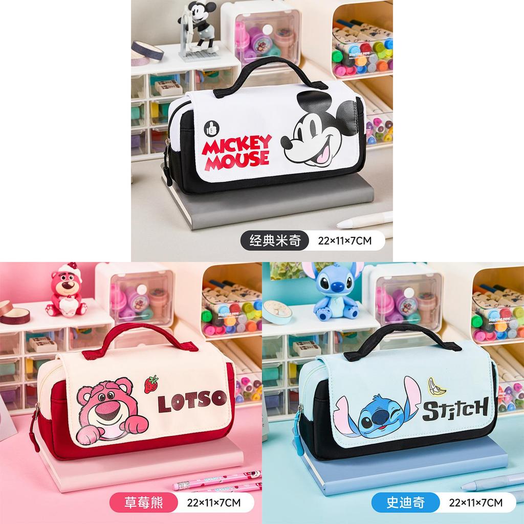Mickey Mouse Large Capacity Double Layer Pencil Case With Cartoon Design For Kids And Students