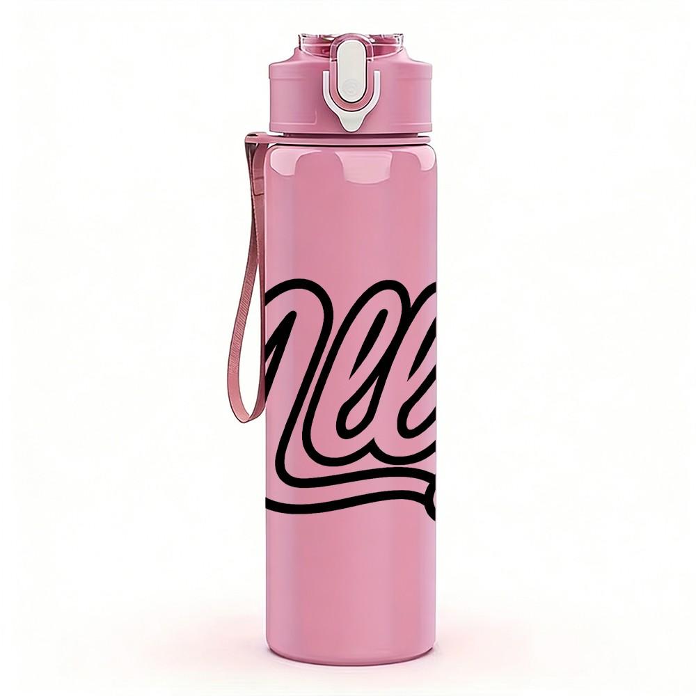 1PC Ally Rainbow Letter Art 750ml Color Plastic Sports Water Bottle Leakproof Flip Straw Lid Suitable for Sports Office Home Use