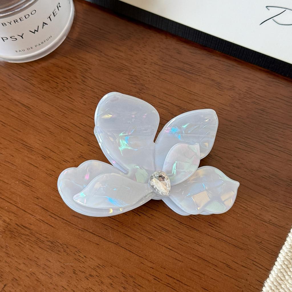 9.5/6cm Acrylic Flower Hair Claw Colorful Rhinestone Floral Hair Crab Clip High Quality Ponytail Hairpin for Women Girl Headwear