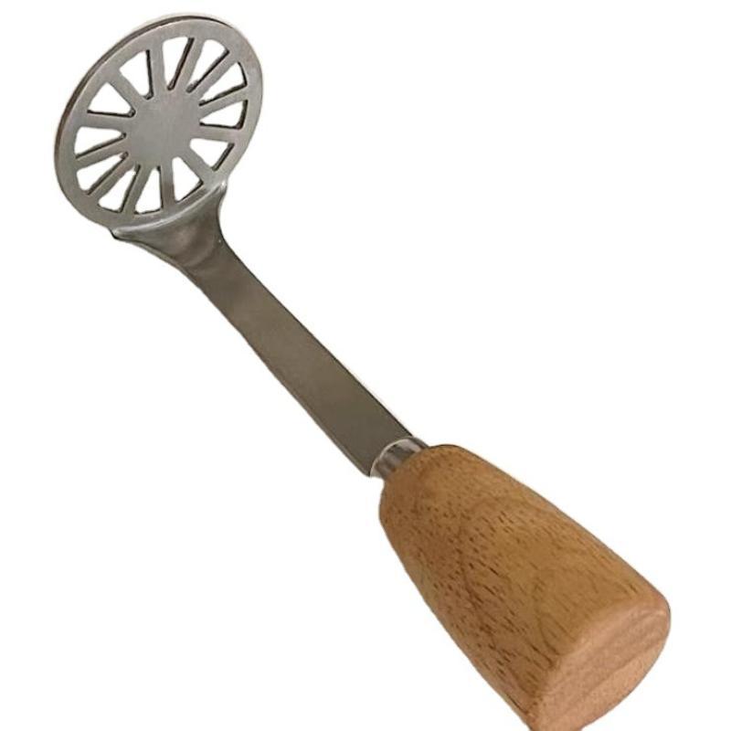 Stainless Steel Cheese Tool With Comfortable Wooden Handle Rust Resistant For Home Kitchen Party