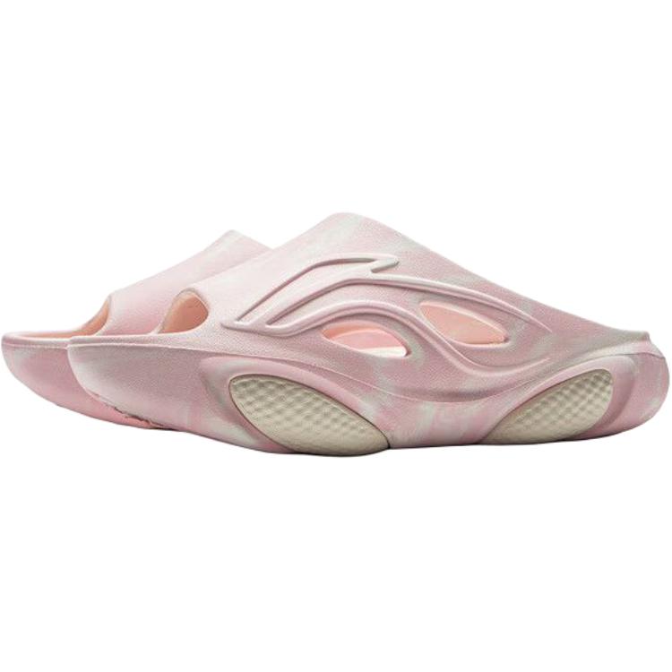 Li Ning Enfants Série Sport Style de Vie Pantoufles Confortables Douces Antidérapantes Résistantes à l'Usure Pantoufles pour Enfants Rose Blanc YKOV002-2