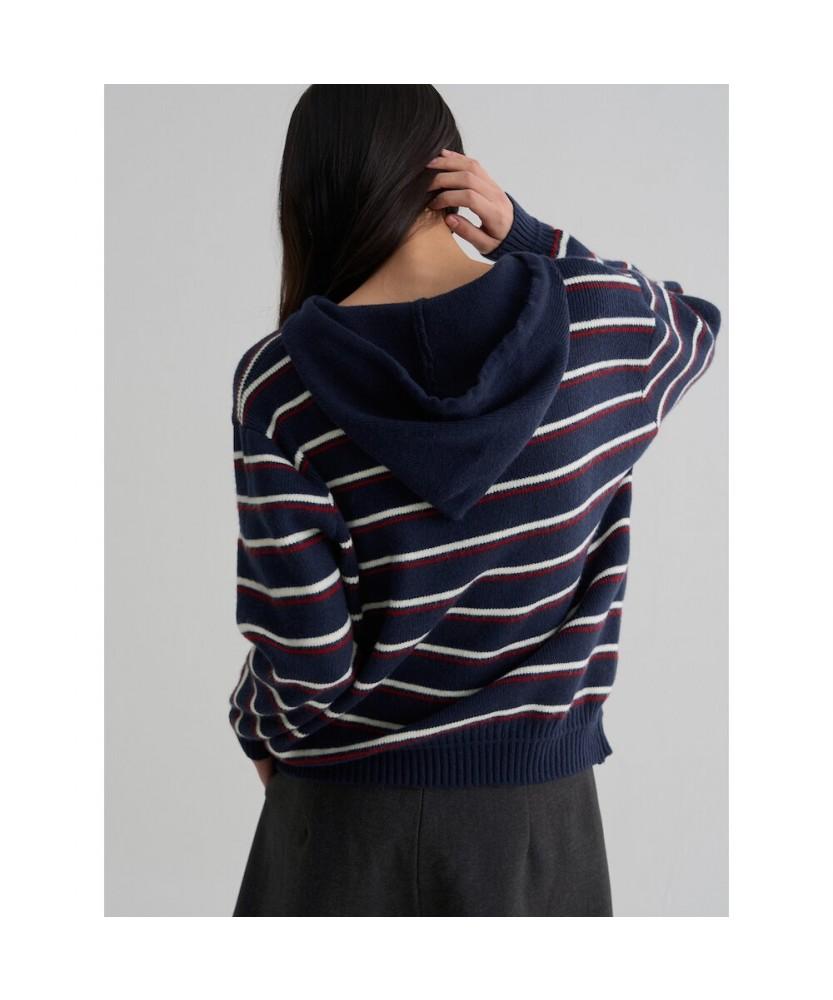 8SECONDS Striped Half-Zip Navy