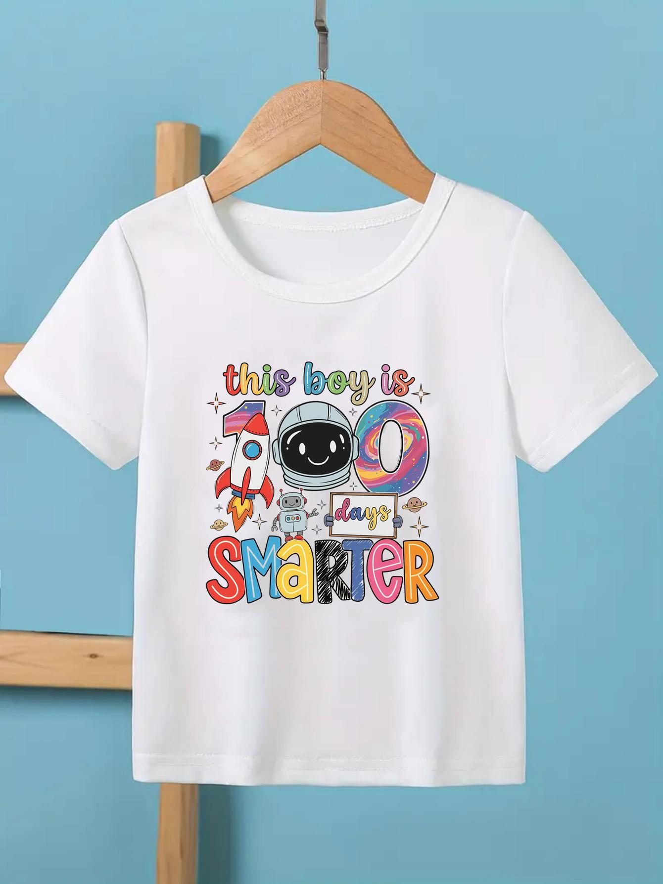 This boy is Smart for 100 Days Astronaut Theme Of 100 Days Of School Back To School Season Cute Boy Tshirt Kindergarten Tshirt 100