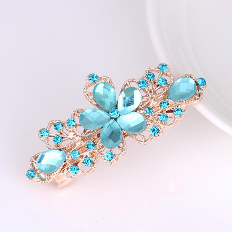 Korean Rhinestone Bow Hair Clip: Pearl Flower Crystal Hairpin for Women