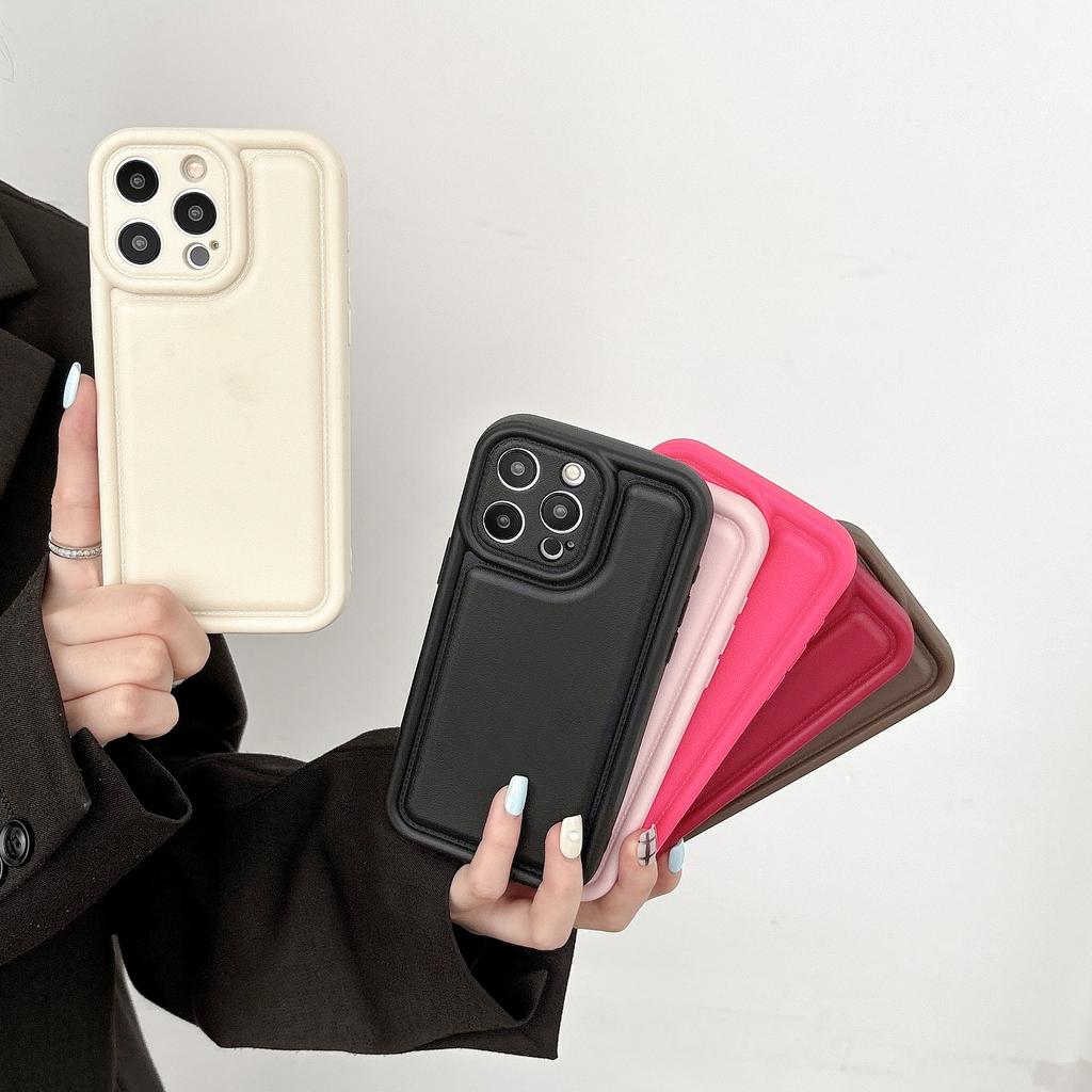 The Matte Leather Texture Phone Case Is Suitable for The IPhone 15PROMAX, Simple IPhone14, Full Cover and Shockproof 13 Women