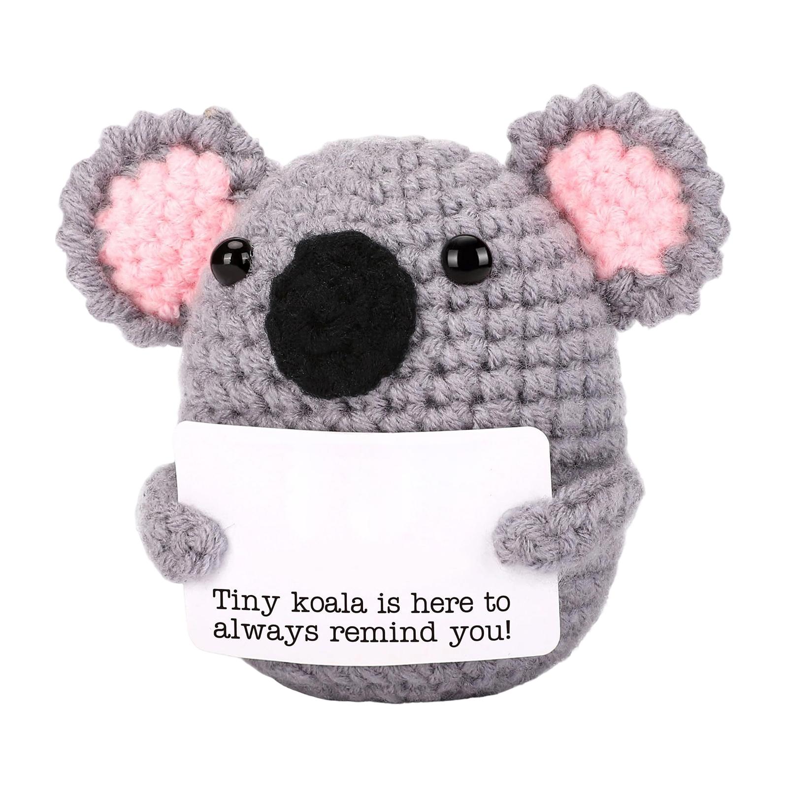 

Handmade Crochet Koala Plush Toy Desktop Ornament Emotional Support Gift Soft Yarn Amigurumi Animal Figure for Home Office Decoration One Size