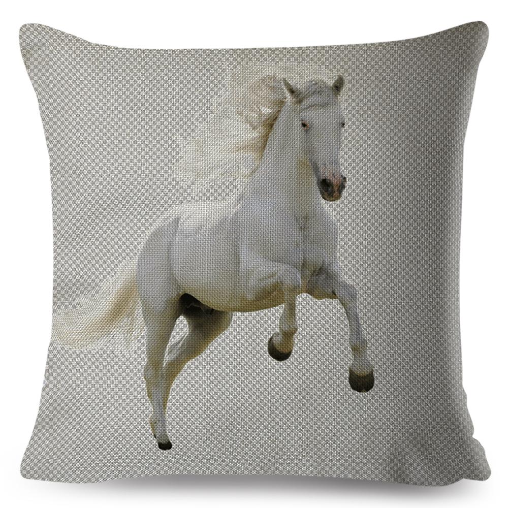 Elegant Running Horse Cushion Cover Graceful Gallop Pose Soft Decorative Square Pillow Modern Living Room Bedroom Decor xcm